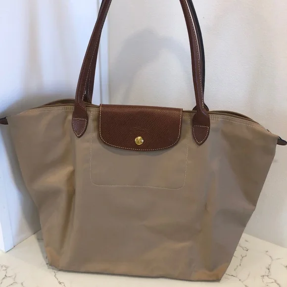 Longchamp Lepilage Tan Canvas Tote - Picture 1 of 8